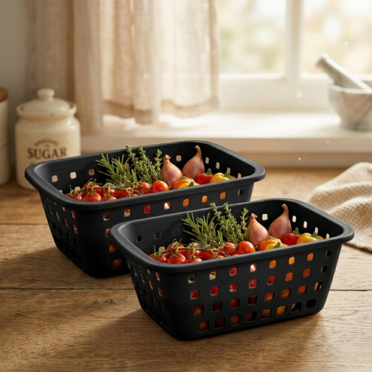 Set x2 Cesto mediano 3 lts - NEGRO 