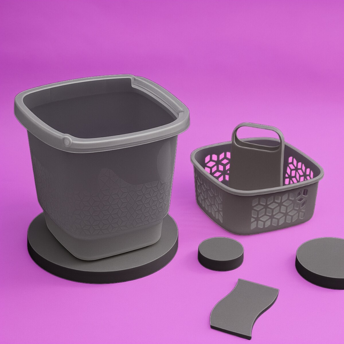 Kit Balde con cesto de limpieza - GRIS 