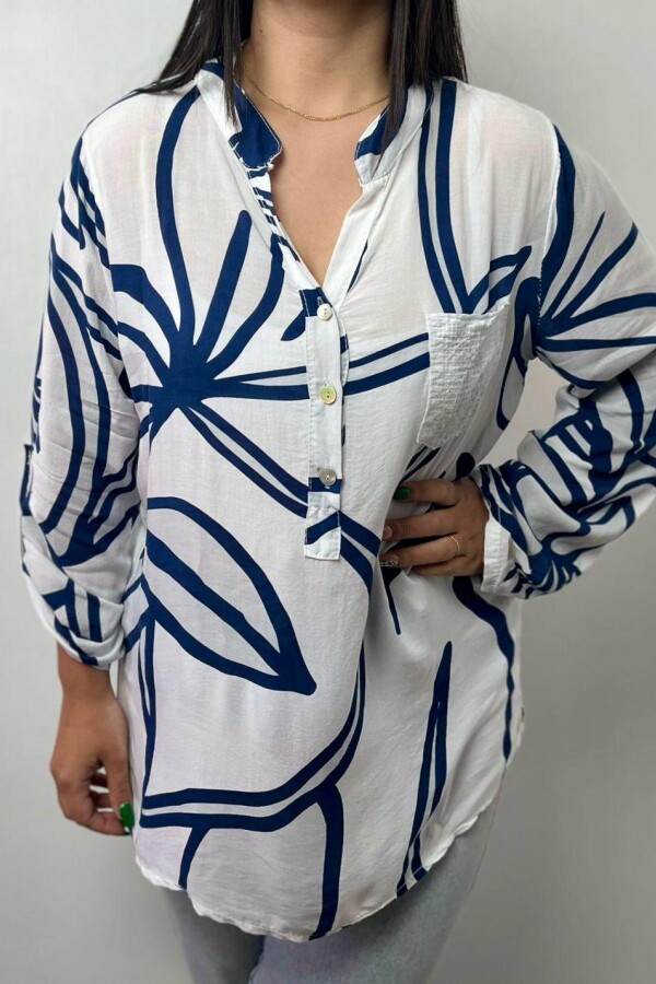 CAMISA KETZIA LINEAS AZULES BLANCA