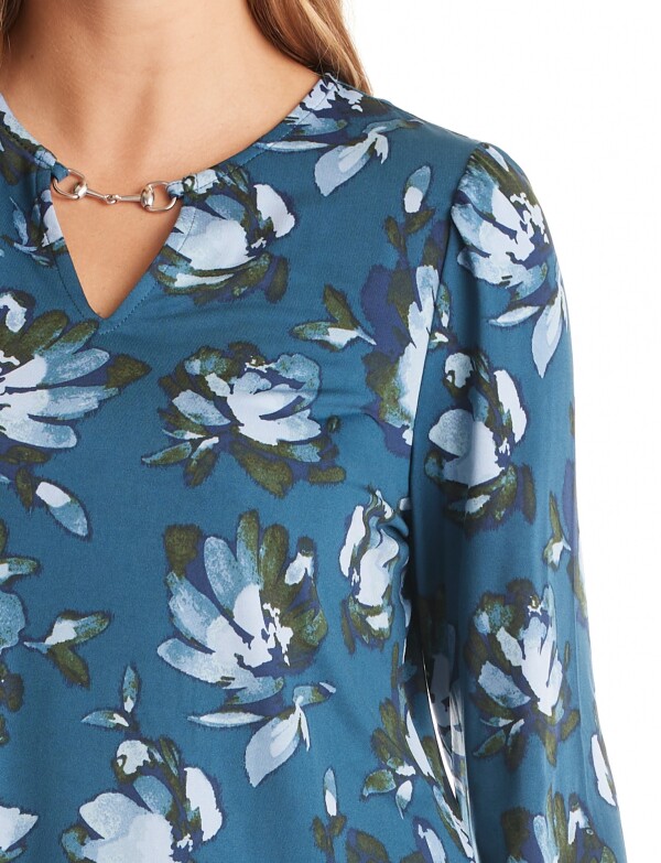 Blusa Print & Escote Aplique PETROLEO