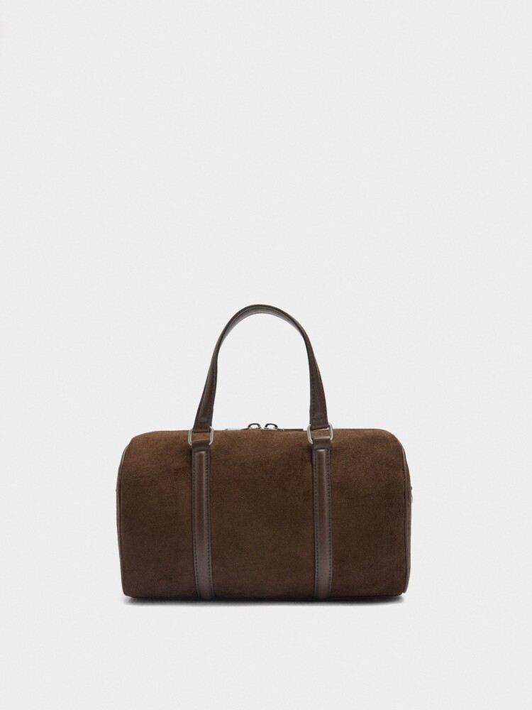 Bolso Bowling Efecto Ante marron
