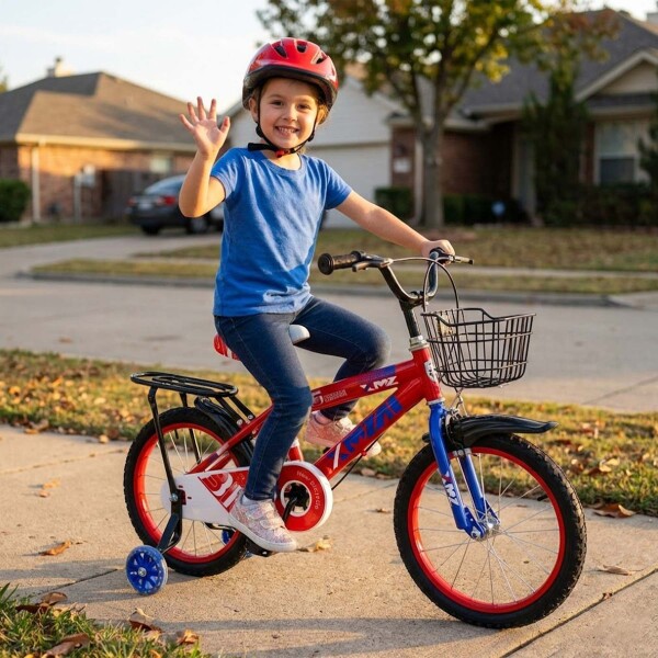 Bicicleta Infantil XMZ Rodado16 Canasto Parrilla Guardabarro Rojo 1