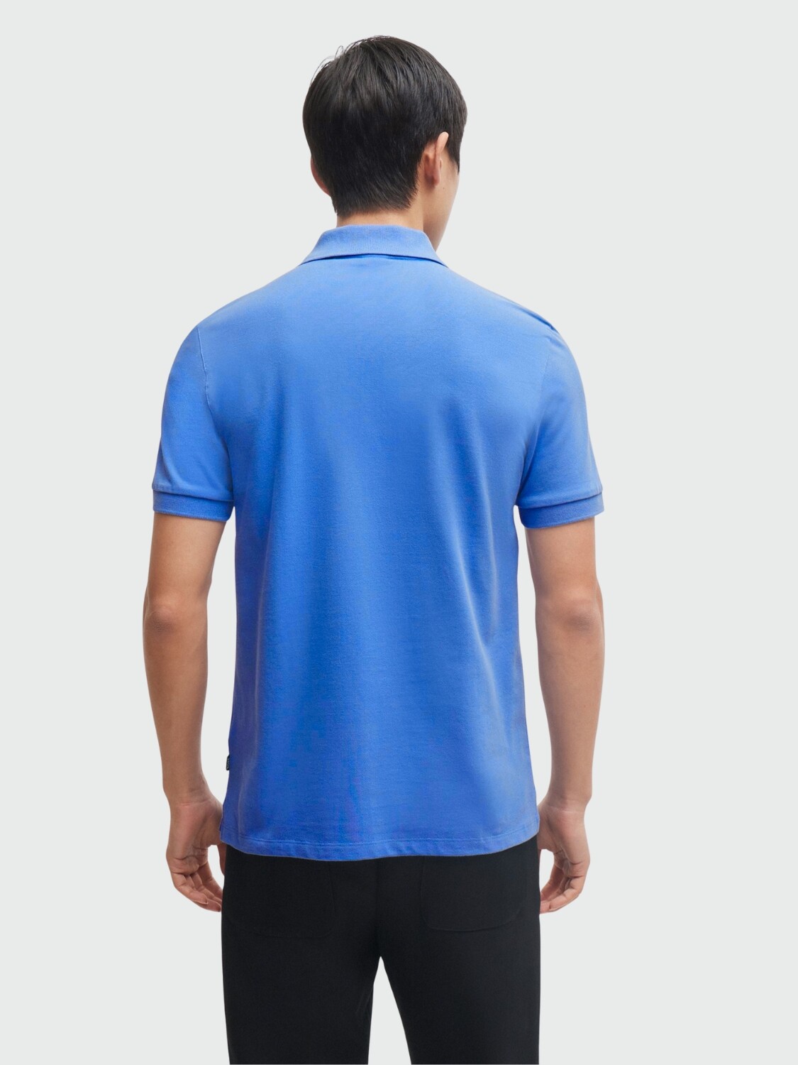 BOSS Polo de Algodón Piqué con Logo Bordado Azul