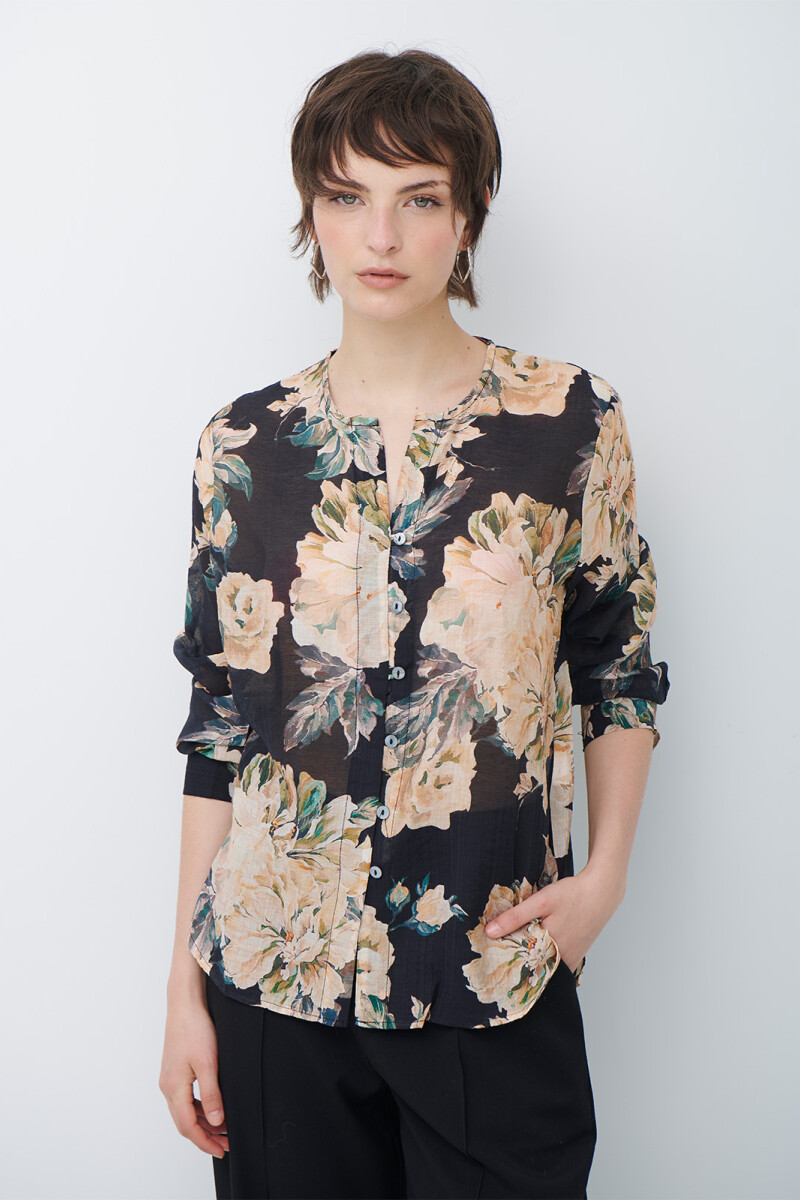 CAMISA JULIE FLOR NEGRO