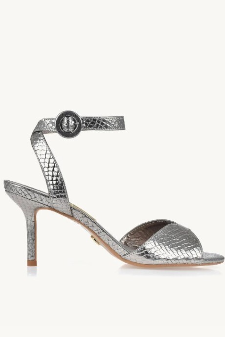 Sandalia taco medio Snake Metalizado