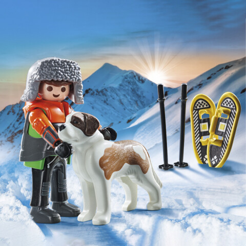 Senderista de Nieve con Perro Playmobil 8 Piezas U