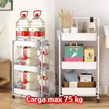 Carro Plegable Organizador Multiuso 3 Estantes Con Ruedas Blanco