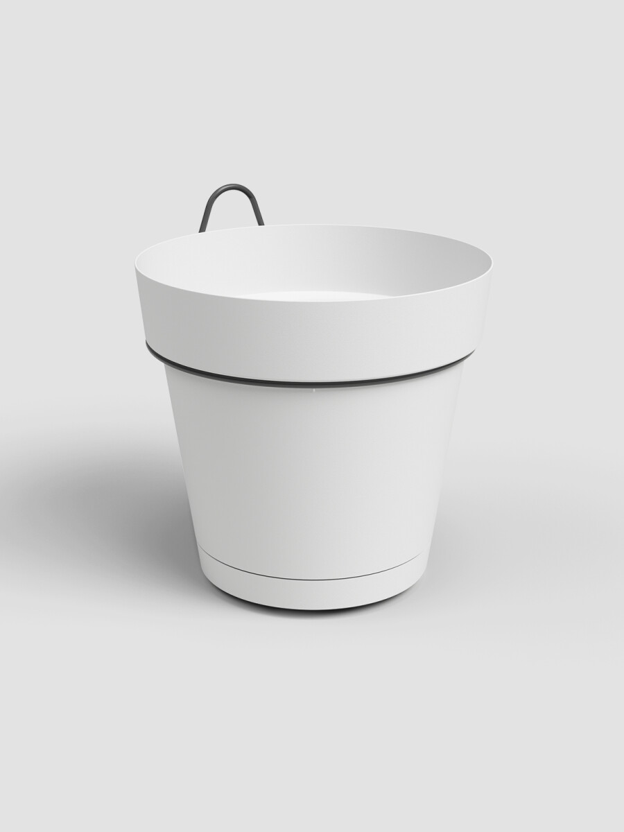 MACETA DE PARED CON PLATO CAPRI BLANCO