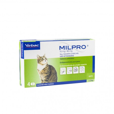 MILPRO GATO ADULTO +2KG (4 COMPRIMIDOS) Milpro Gato Adulto +2kg (4 Comprimidos)