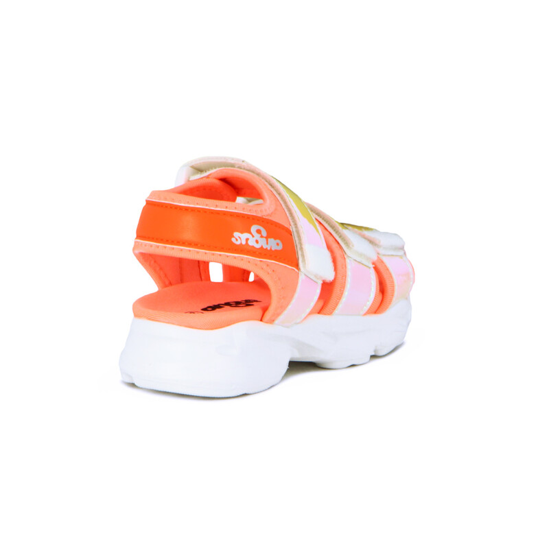 Angus Sandalia Niña 2 Tiras C/ Pulsera Y Velcro Coral