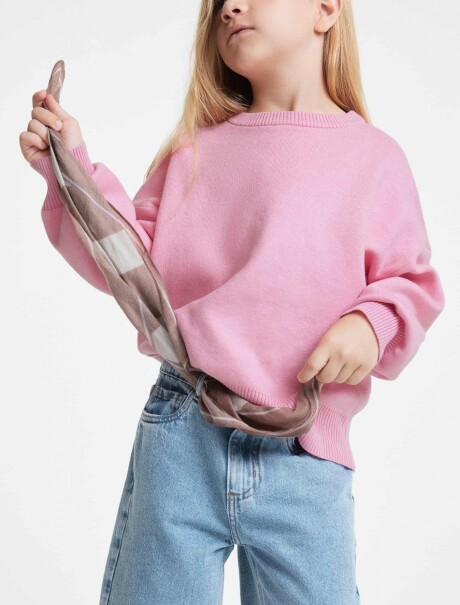 BUZO DE PUNTO INFANTIL - BLANCO ROSADO