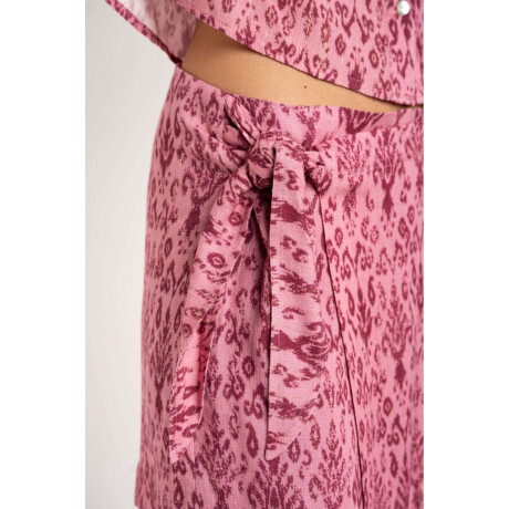 Skort Estampado Lurex Rosa