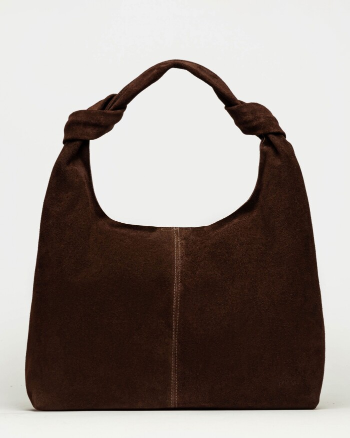 Cartera al hombro Juana en Cuero Gamuza Marron