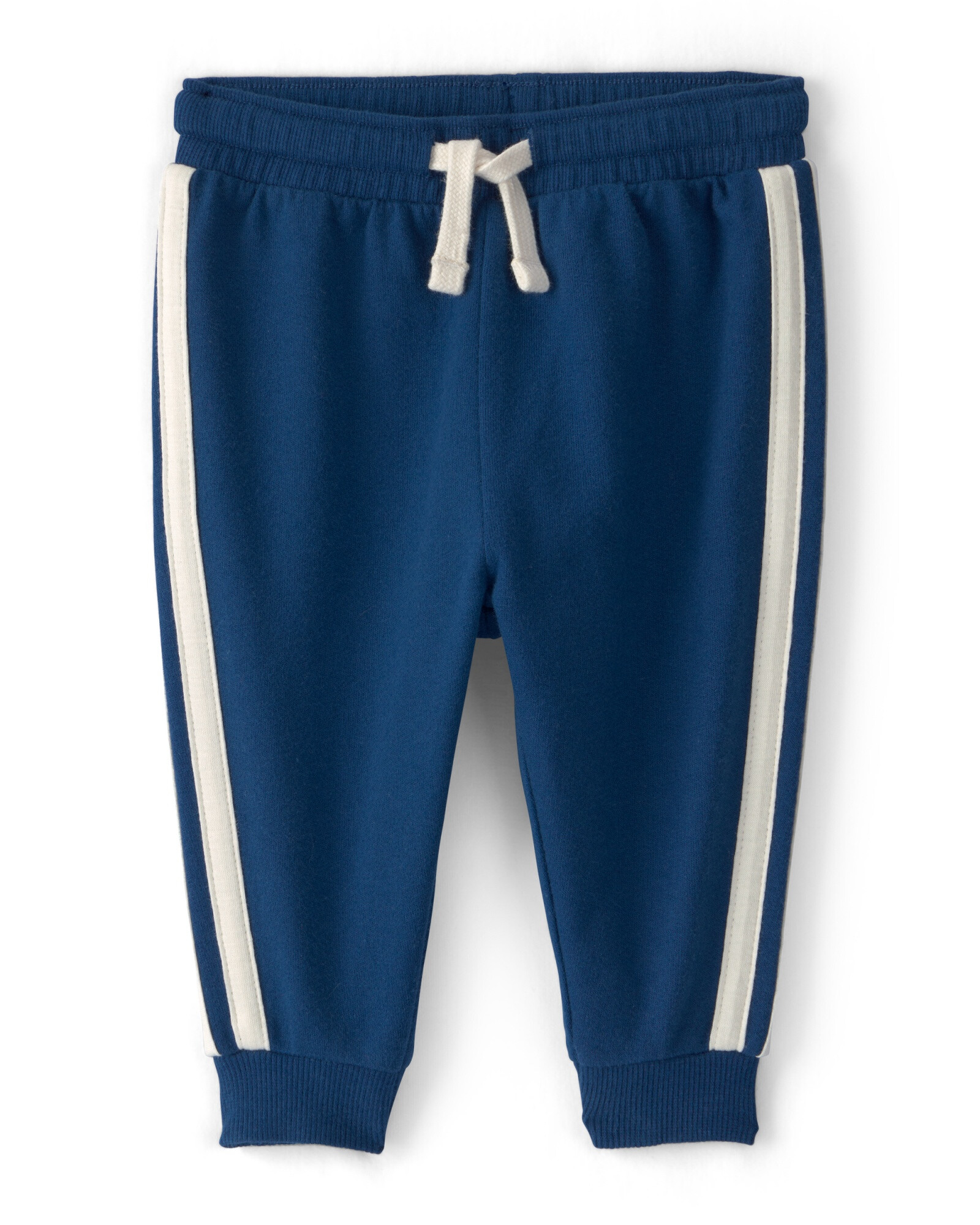 Pant deportivo de algodón, azul con franjas blancas Sin color