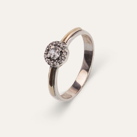 Anillo Lady Di White- Plata y Oro Anillo Lady Di White- Plata y Oro