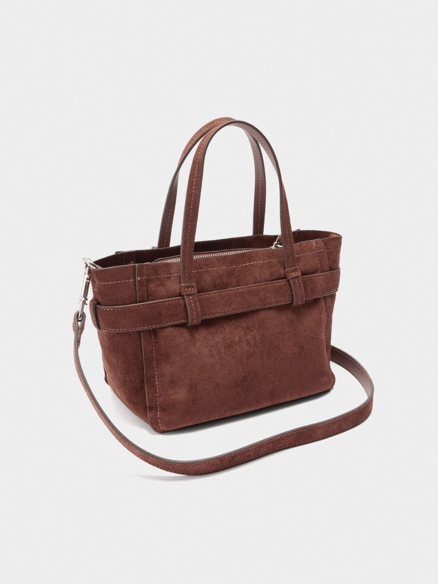 Bolso Tote Con Cinturón Y Colgante canela