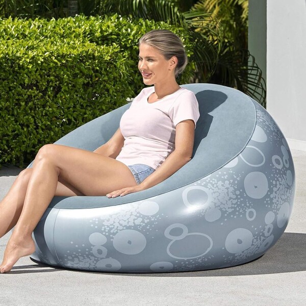 Puff Inflable Sillón Asiento Respaldo Bestway Silla Grande Variante Color Azul