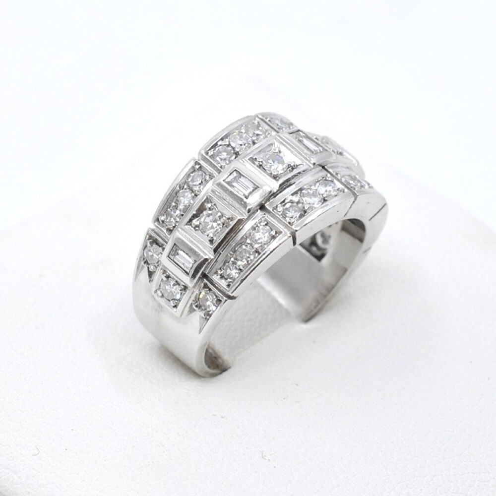 Anillo Platino Y Brillantes Redondos Y Baguette Anillo Platino Y Brillantes Redondos Y Baguette