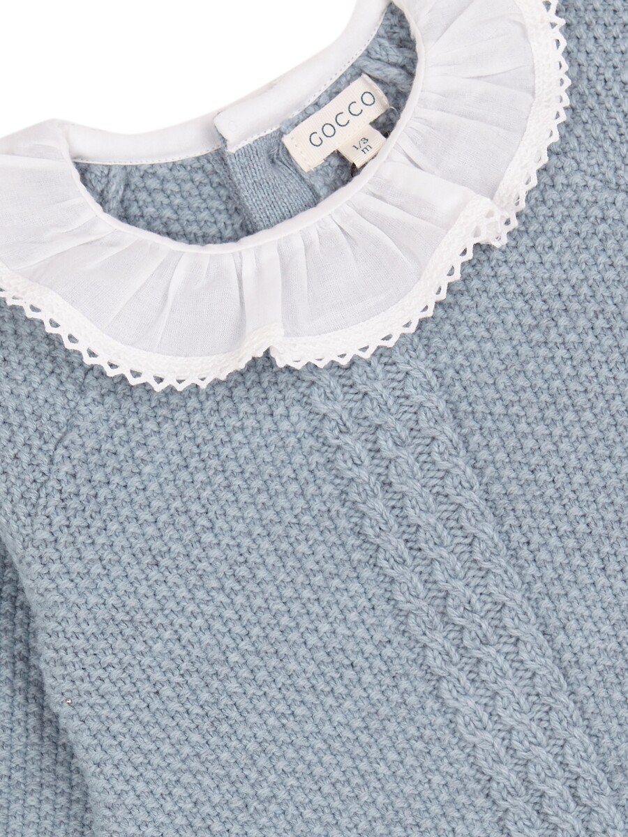 Pelele Con Cuello Volante Azul Nuevo Melange