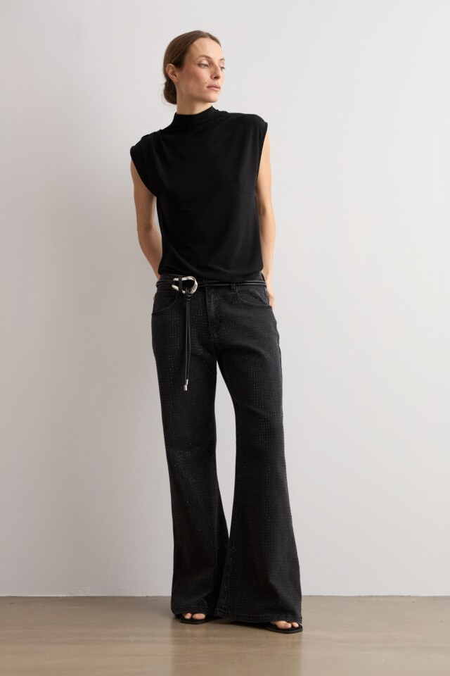Jean wide leg Jade brillos negro