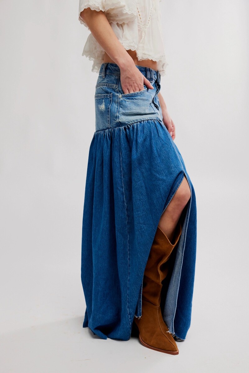 FALDA MAXI DENIM GOOD COMPAN Azul