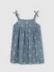Vestido Talle Alto Con Estampado De Flor Azul Pato