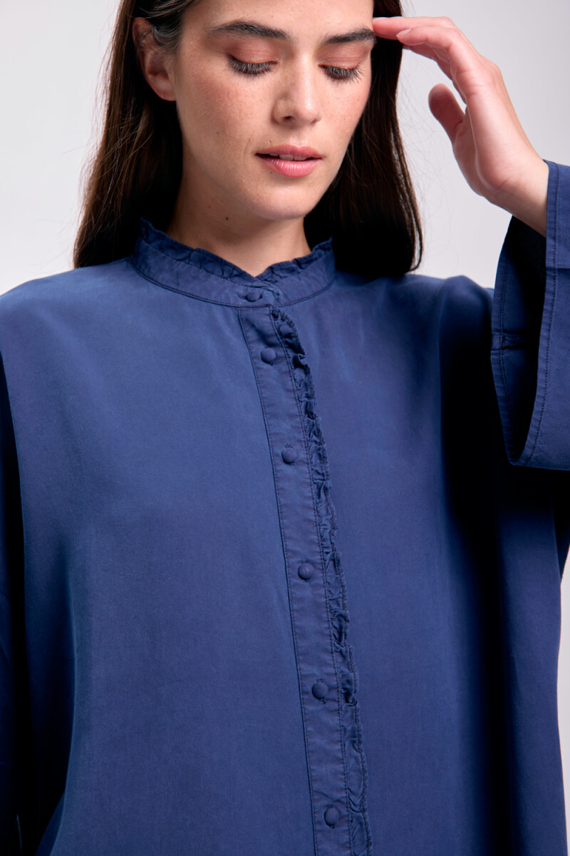 Blusa volado Azul Oscuro