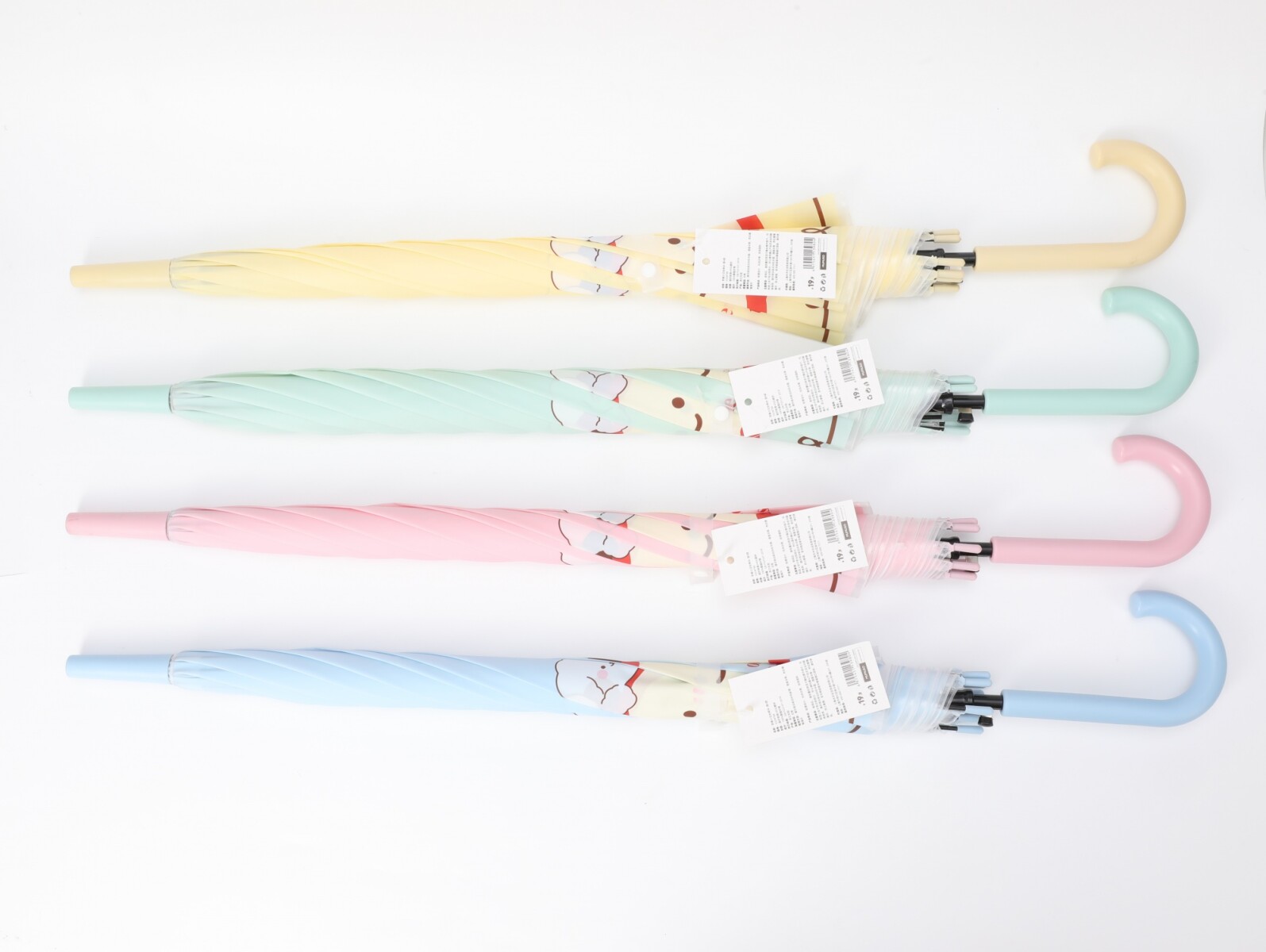 PARAGUAS DE MANZANA Y CACHORRO CON MANGO EN FORMA DE J 