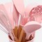 JUEGO 11 PIEZAS MENAGE SILICONA MANGO MADERA ROSA