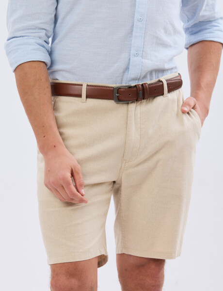 BERMUDA CLASICA DE LINO Beige
