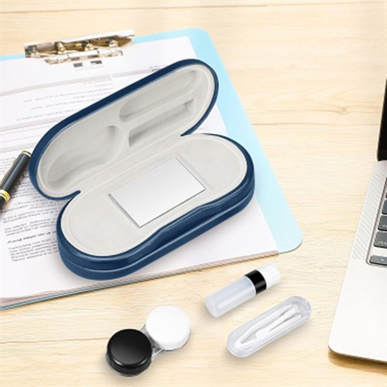 Estuche rigido para lentes de armazon y contacto Verde Petroleo