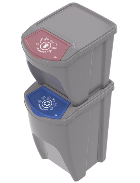 Basurero apilable Plasutil Eco 34L para desechos orgánicos/reciclables Orgánico Color Gris
