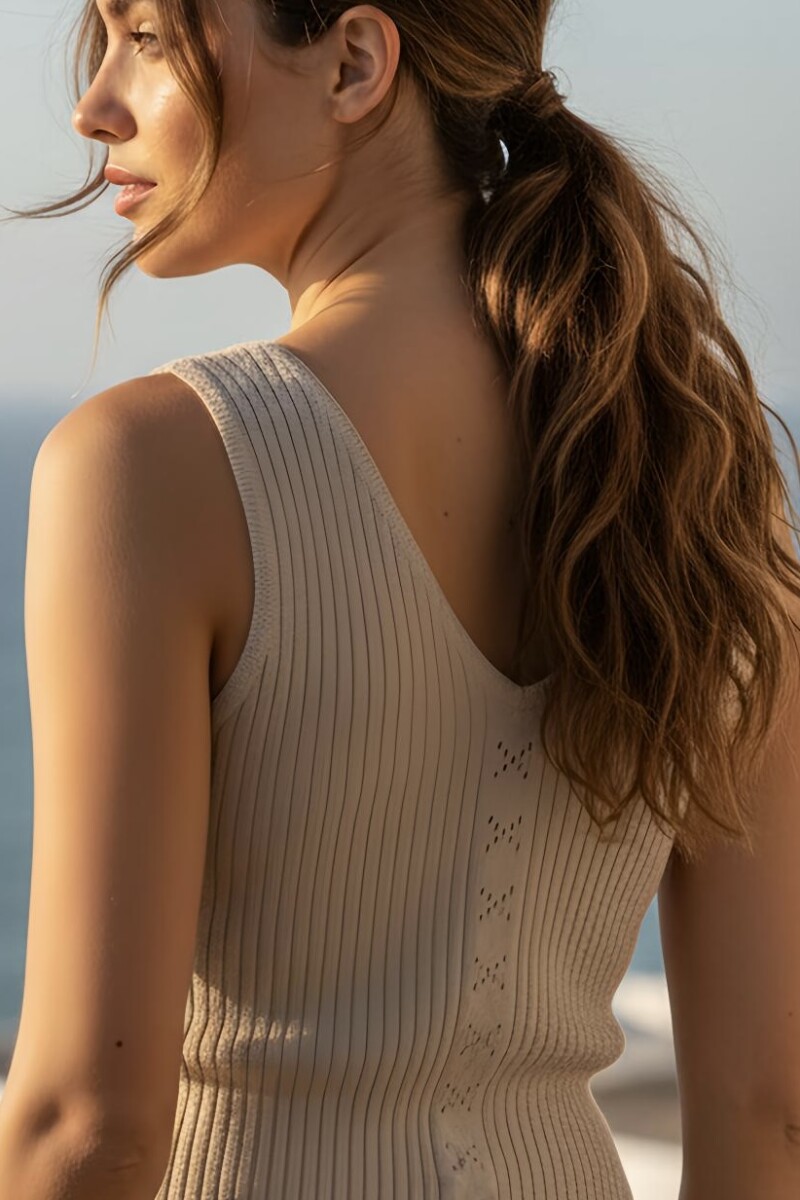 Top Lurex Beige Melange