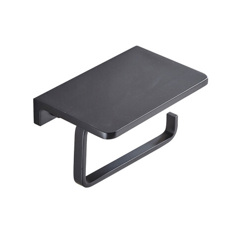 PORTA ROLLO METALICO ACCESORIO DE BAÑO LINEA MATE NEGRO NEGRO