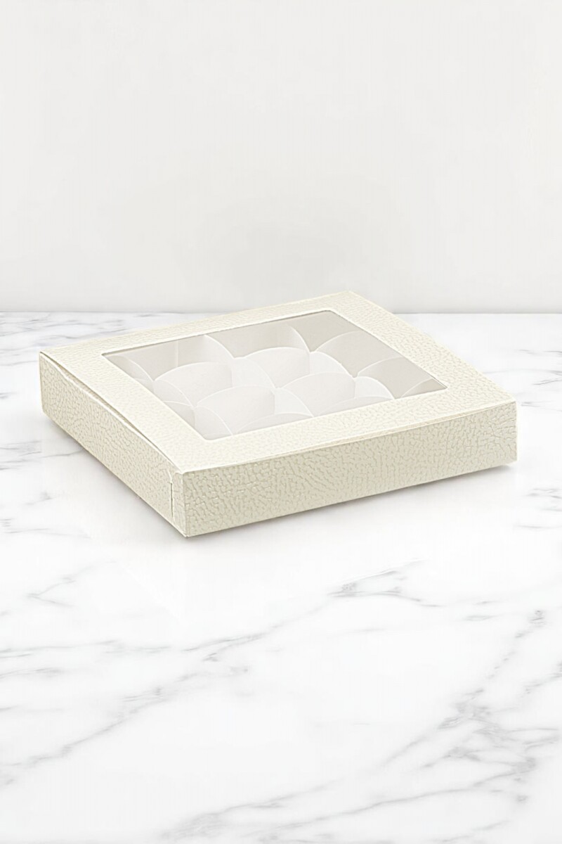 Caja plegable practica c/ventana 24x16x3 - 15221 - PELLE BIANCO 