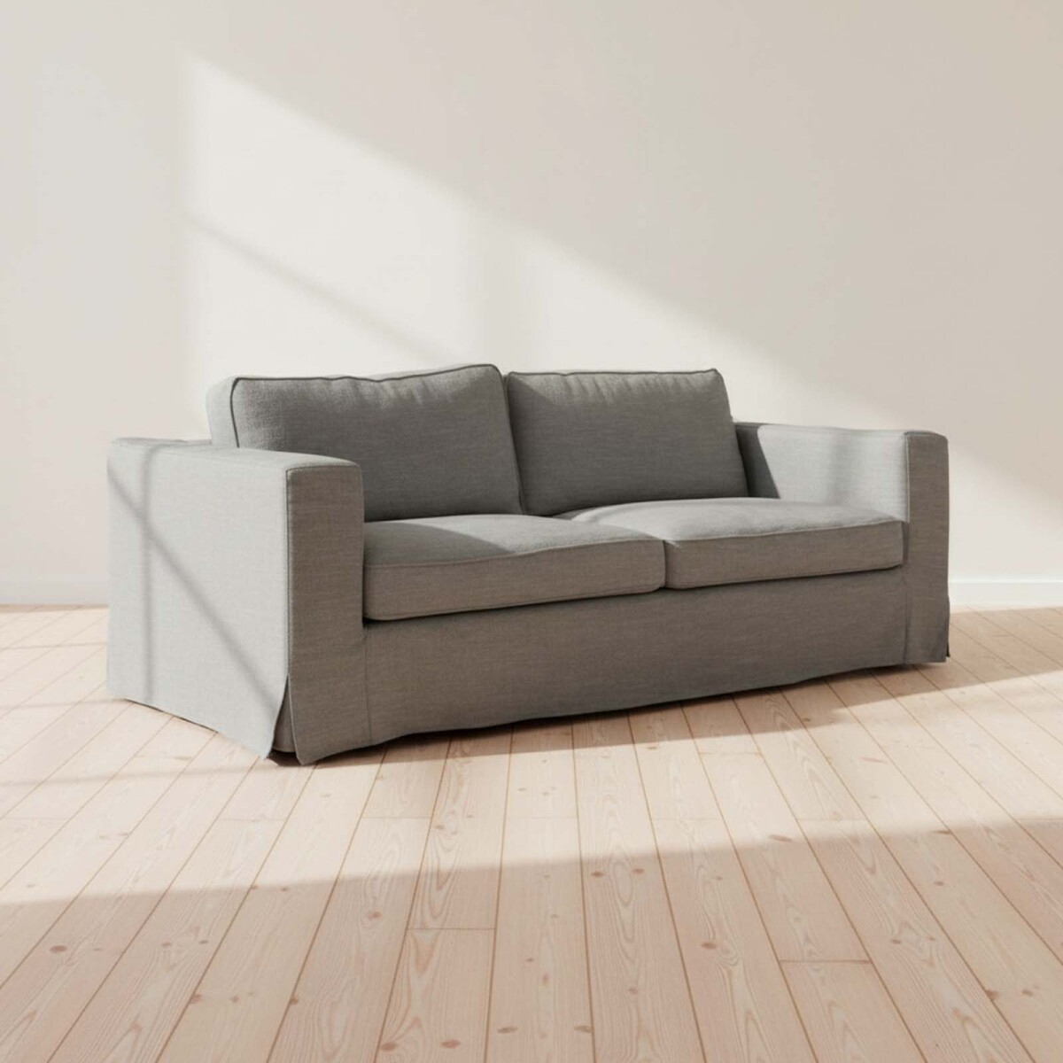 SOFÁ CON FUNDA DESMONTTABLE - 3 CUERPOS TELA-Y-MADERA GRIS CHARLIE 