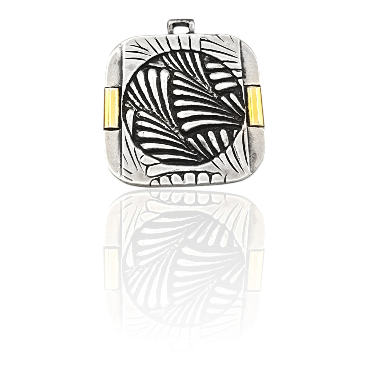 Dije Hojas-Plata 925 Quemada y Oro-Sin Piedra-CP5497 - sinpiedra 