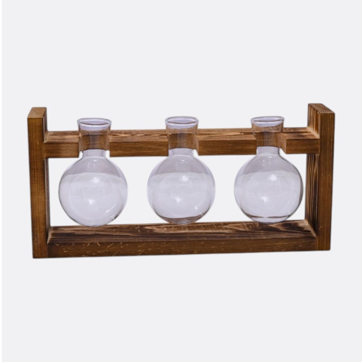 Florero Con Base De Madera x3 - Esférico 