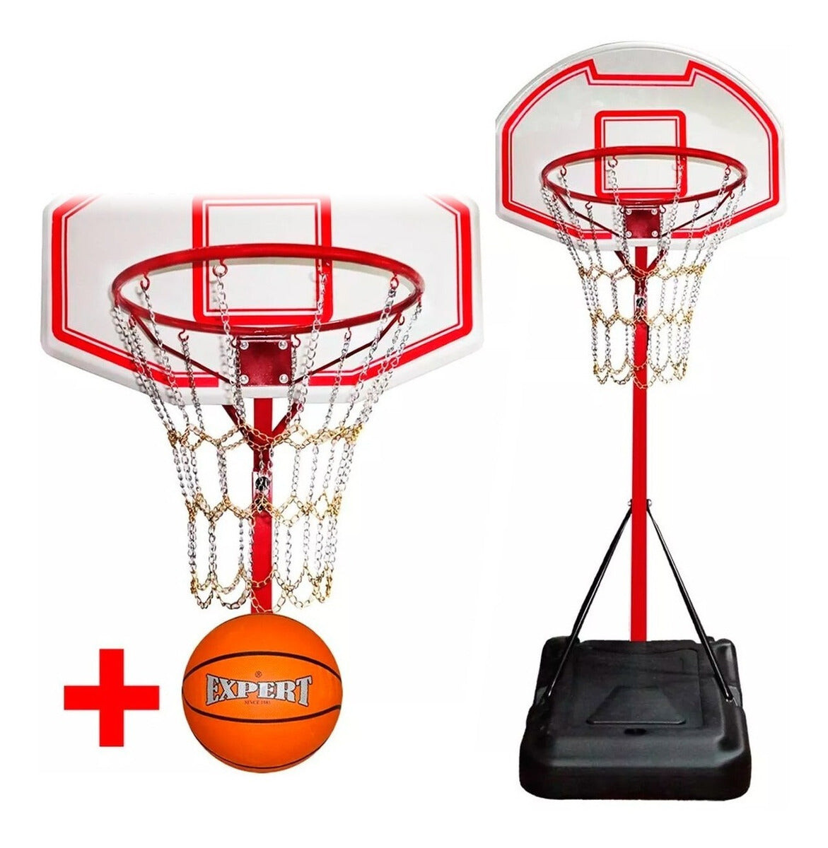 Tablero Basket C/ Base + Aro + Red Cadenas + Pelota 