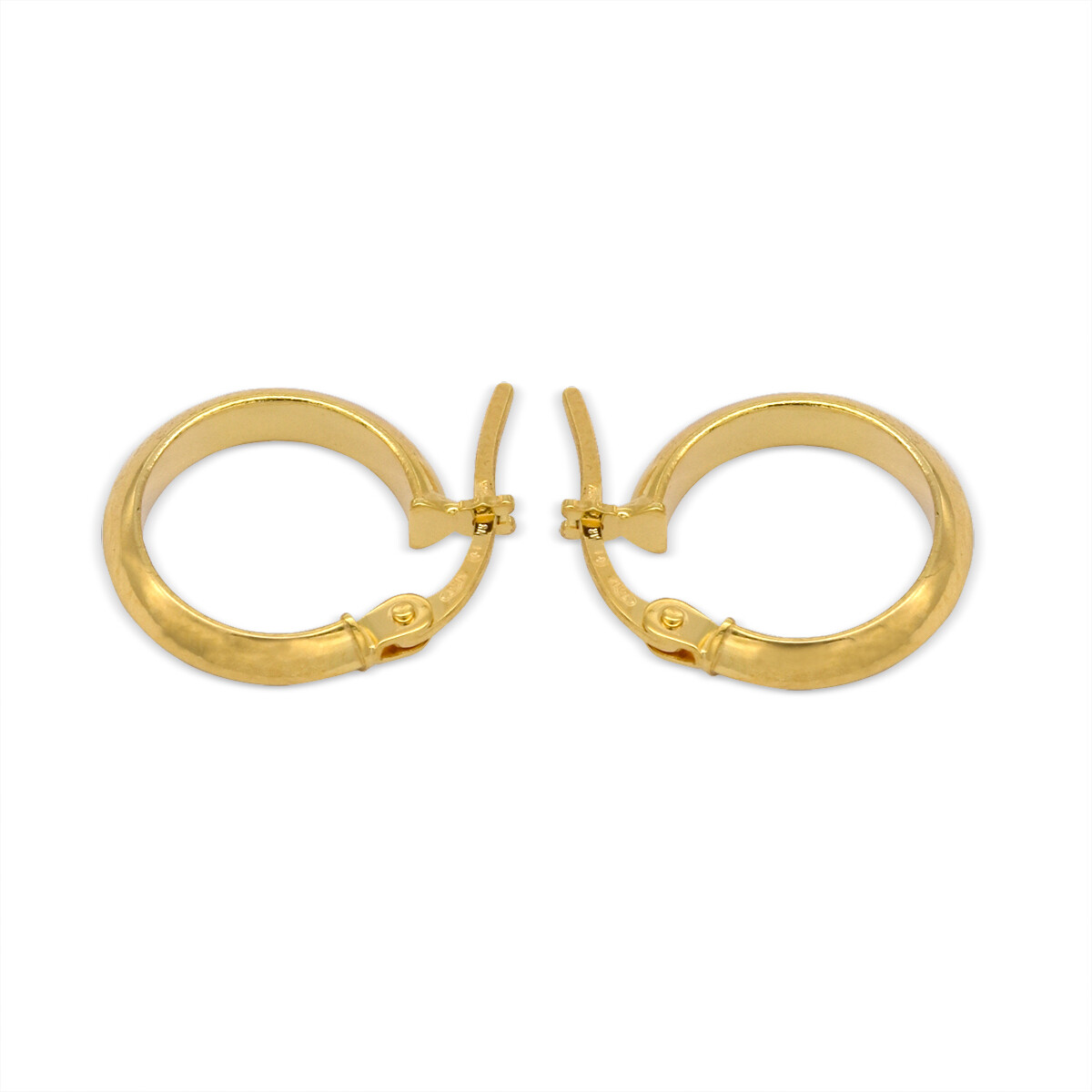 Par de aros de oro 18 ktes , MEDIA CAÑA. 