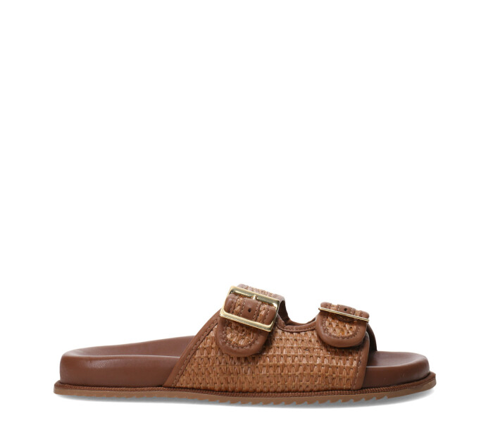 Sandalias de Mujer Bottero Baja Doble Hebilla Marrón Caramelo