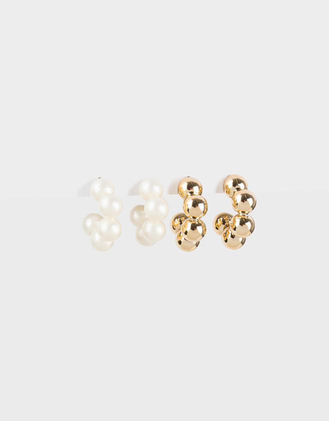 Aros Argollas Set Beach Set De Argollas Chunky - Dorado