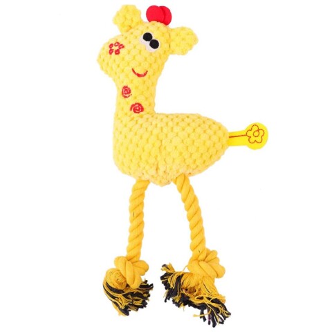 Peluche Mascota Jirafa Sonido Perros Gatos Cuerda Resistente Color Variante Amarillo