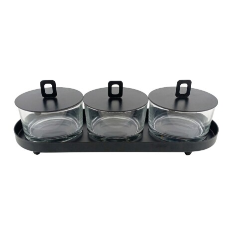 SET BOWLS C/TAPA NEGRA 4PZAS Unica