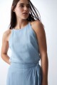 Top de Lyocell escote halter jean claro