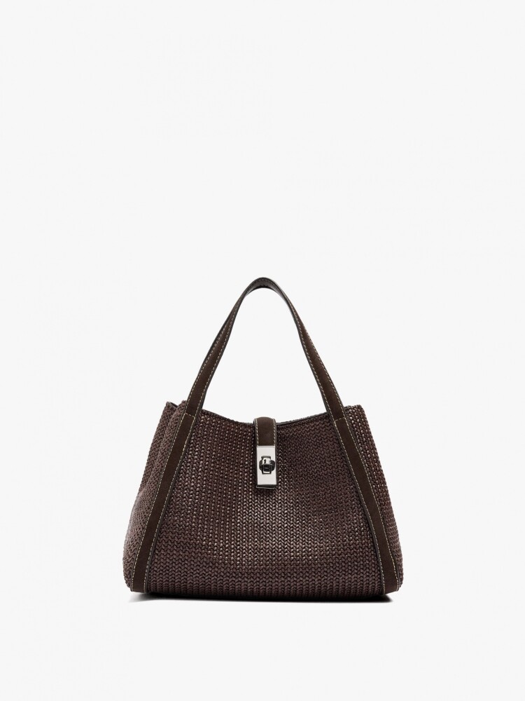 Bolso Tote Efecto Rafia Con Bandolera marron