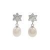 Caravanas Flor Perlas-Plata 925-Con Perla y Zirconia-CA3203 conperla