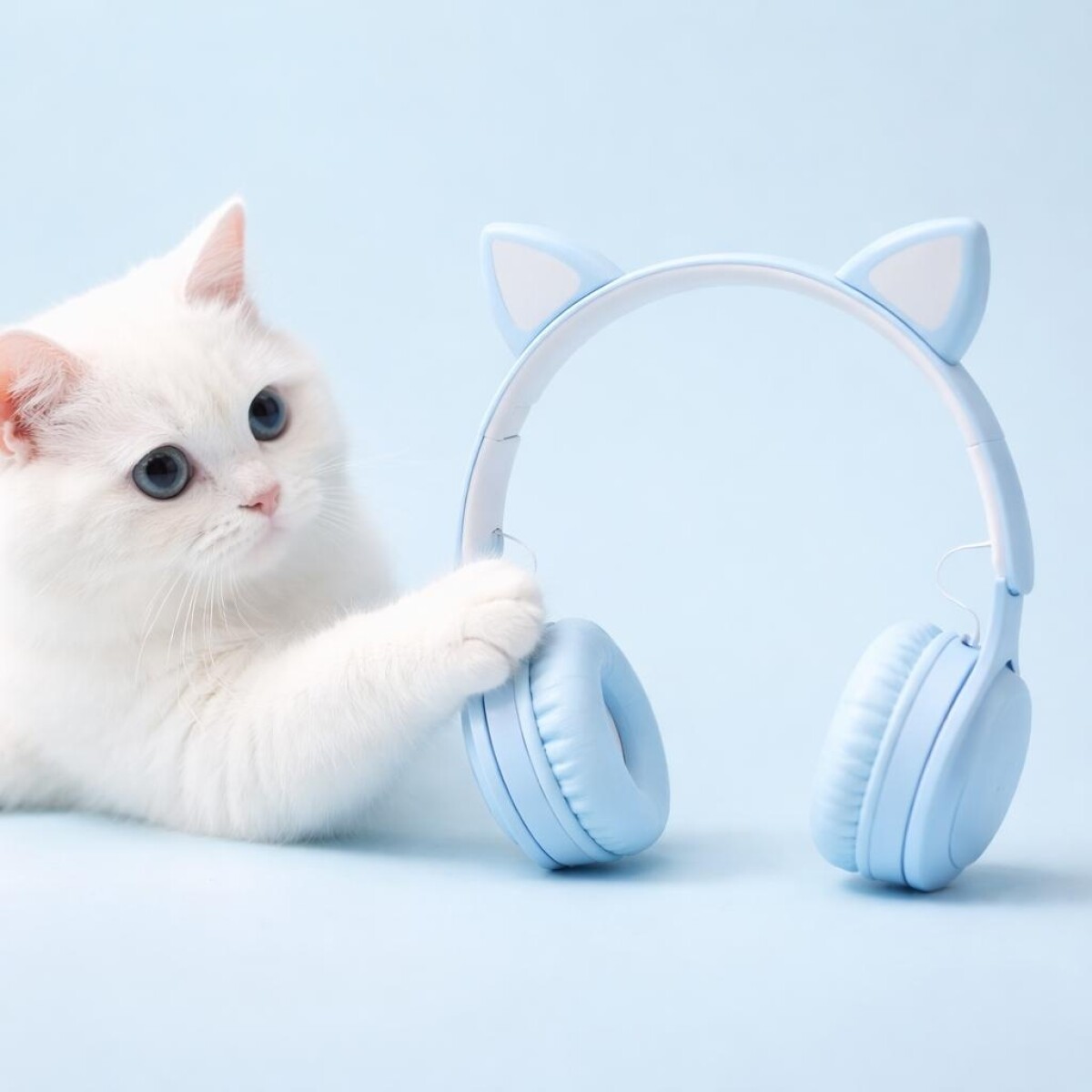 AURICULARES INALÁMBRICOS CON OREJAS DE GATO (AZUL) 