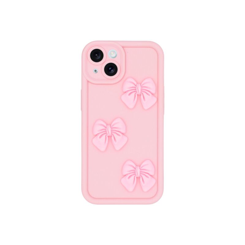 Protector para iPhone 13/14 color rosa diseño moñas Protector Para Iphone 13/14 Color Rosa Diseño Moñas