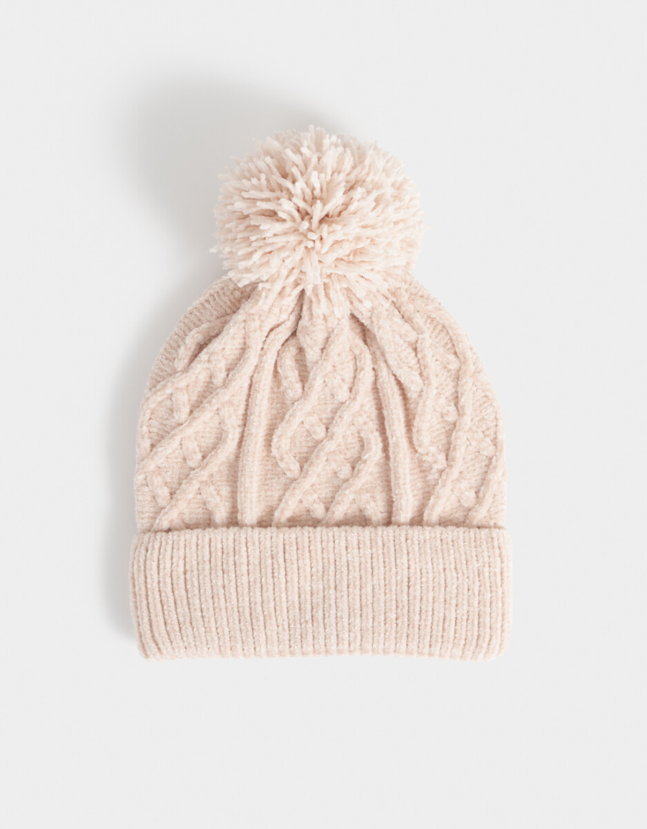 Gorros Tejido Trenzado Rosa 
